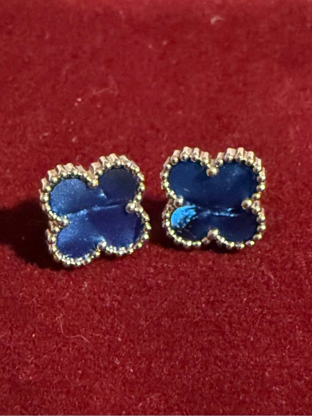 Blue Clover Stud Earrings NIB